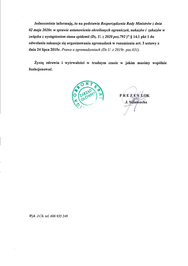 Informacja wyjaśniająca Prezesa LOK 3