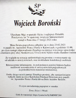 nekrolog wojciech boronski