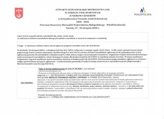 Rezultaty mistrzostw 2020 20w