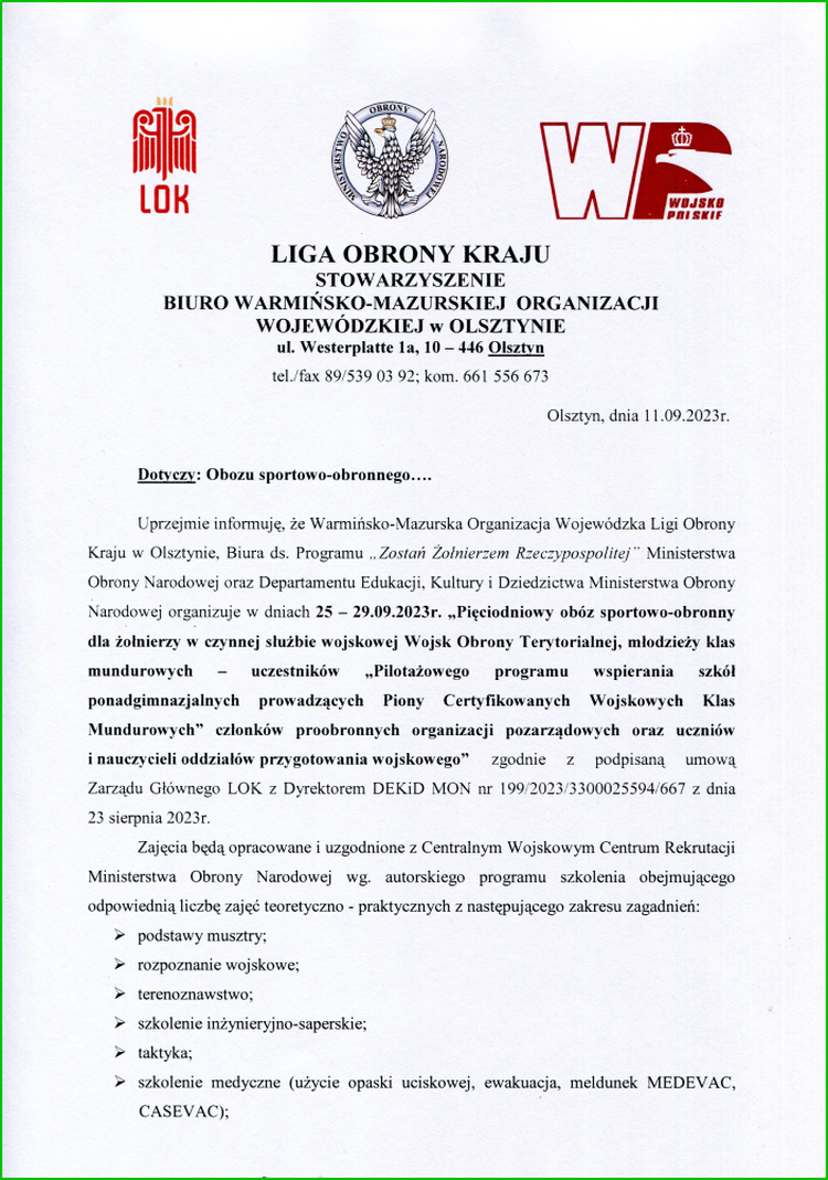 obóz szkoleniowy a