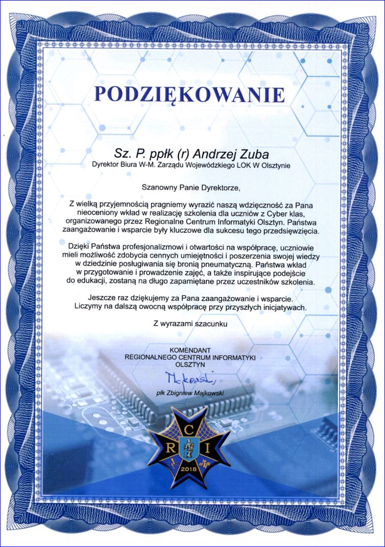 podziękowanie rci
