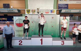 od lewej na podium: Maja Jarosińska (Gwardia Zielona Góra), Zuzanna Pierko (Tarcza Goleniów), Dominika Borsuk (Dwór Grunwaldzki Poznań), Weronika Paszek (ZTS Tychy)