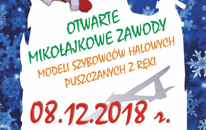 Plakat Otwartych Mikołajkowych Zawodów Modeli Szybowców Halowych