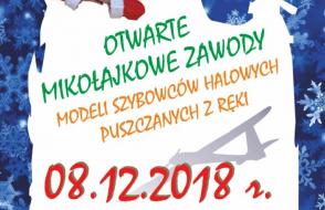 Plakat Otwartych Mikołajkowych Zawodów Modeli Szybowców Halowych
